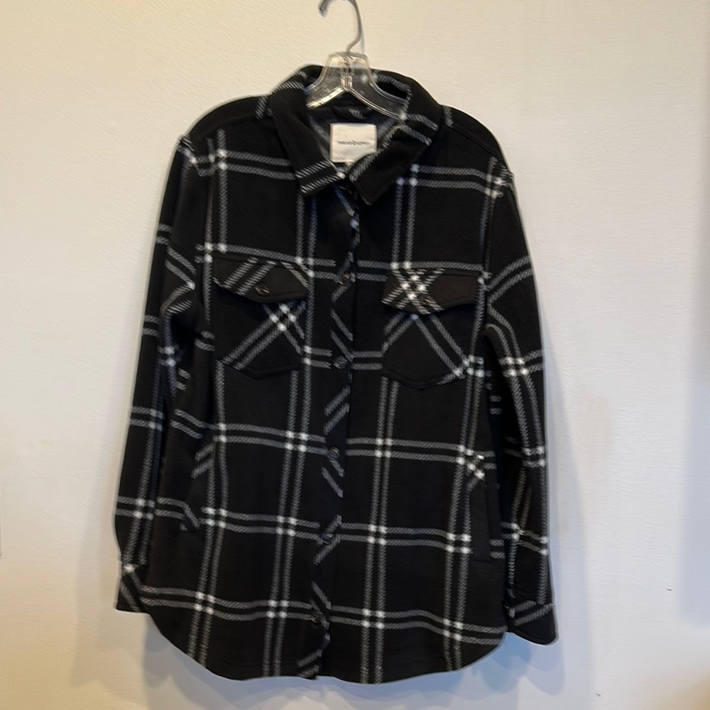 Black Plaid Shacket Jacket - Women